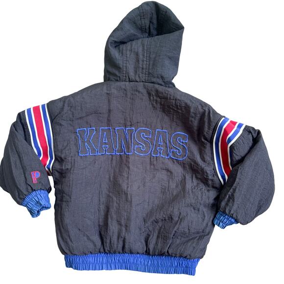 Vtg 1990s Pro Player University of Kansas Jayhawks Coat Reversible Youth 10-12 - Picture 5 of 13
